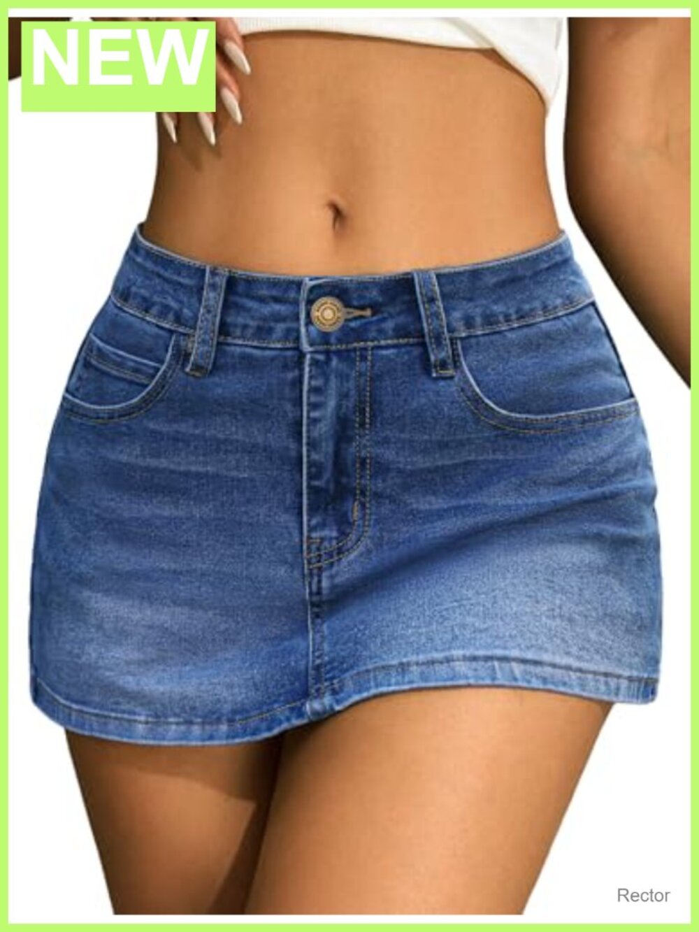 Low Rise Denim Mini Skirt with Built-In Shorts Skort